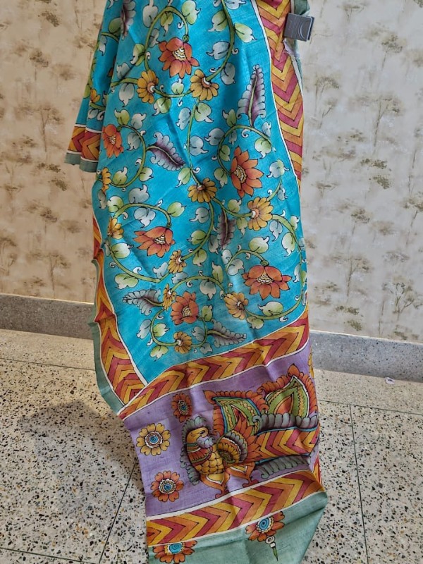 Kalamkari Hand Painted Tussar dupatta