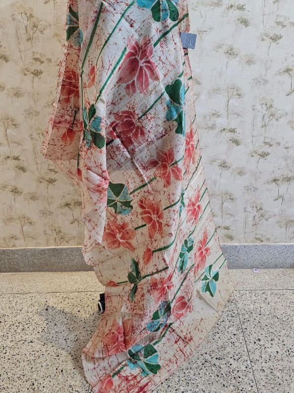 Kalamkari Hand Painted Tussar dupatta