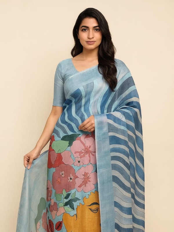 Pure Organza Hand Painted Saree