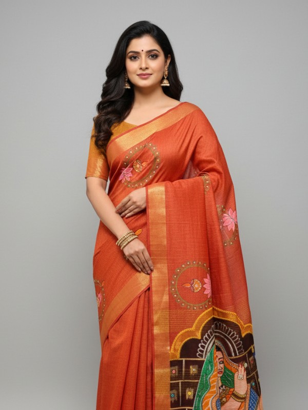 Linen 3D Work Karva chauth Saree