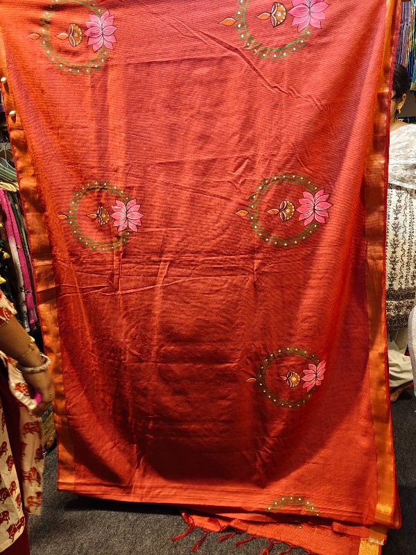 Linen 3D Work Karva chauth Saree