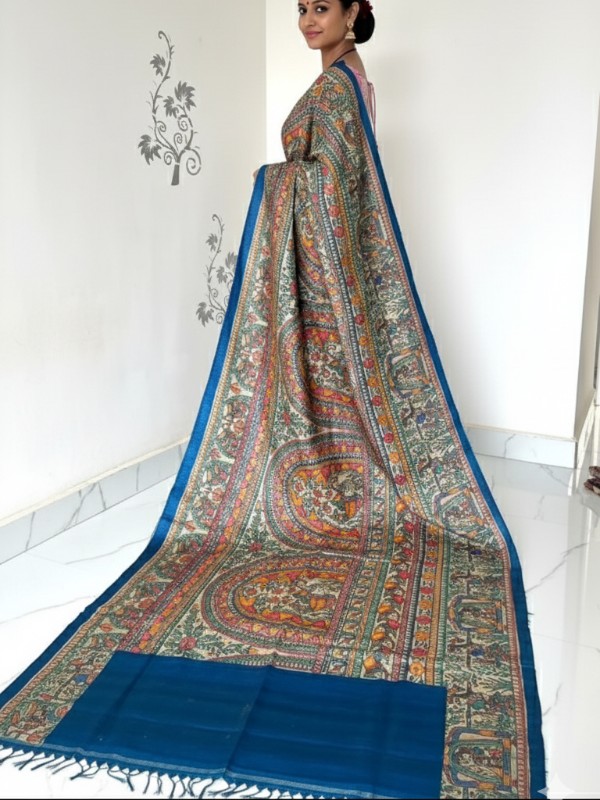 Ghicha Hand Painted Madhubani Saree