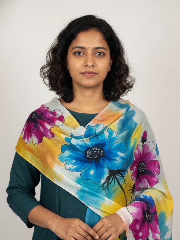 Pure silk hand painted stoles with tessels