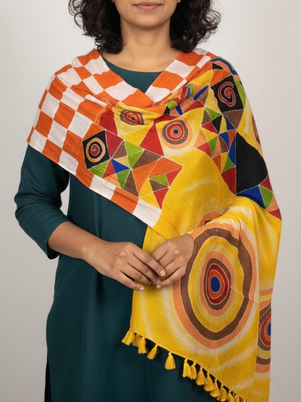 Pure silk hand painted stoles with tessels