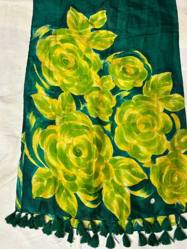 Pure silk hand painted stoles with tessels