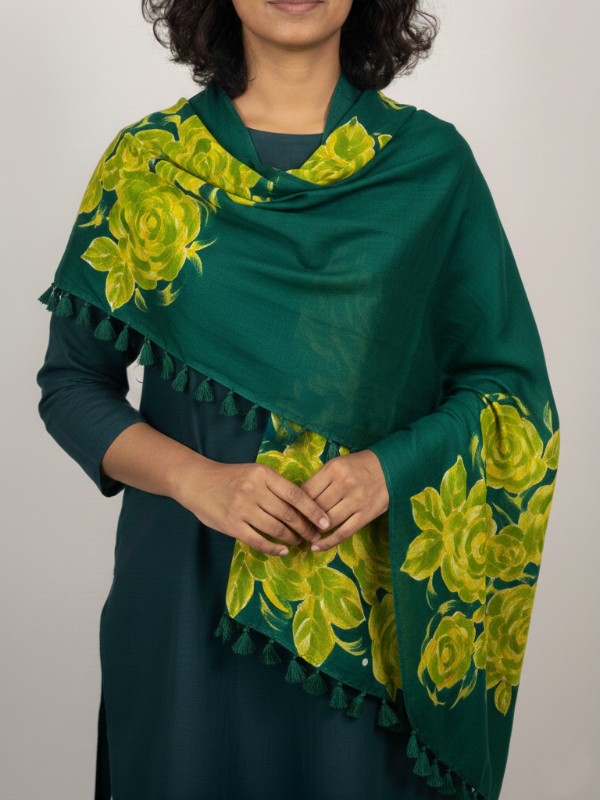 Pure silk hand painted stoles with tessels