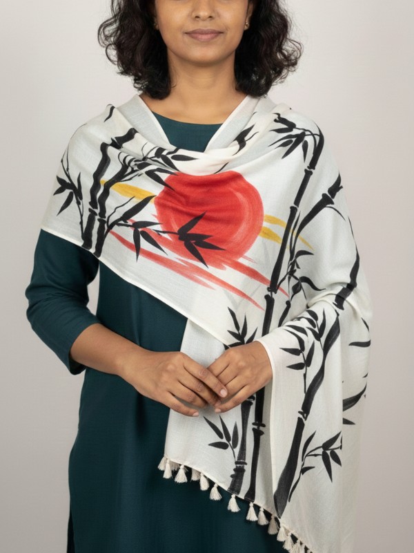Pure silk hand painted stoles with tessels