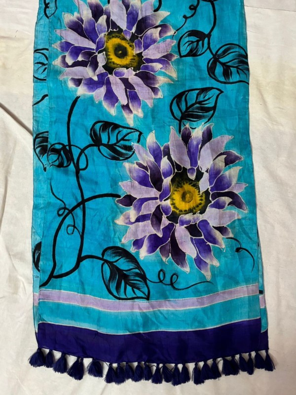 Pure silk hand painted stoles with tessels